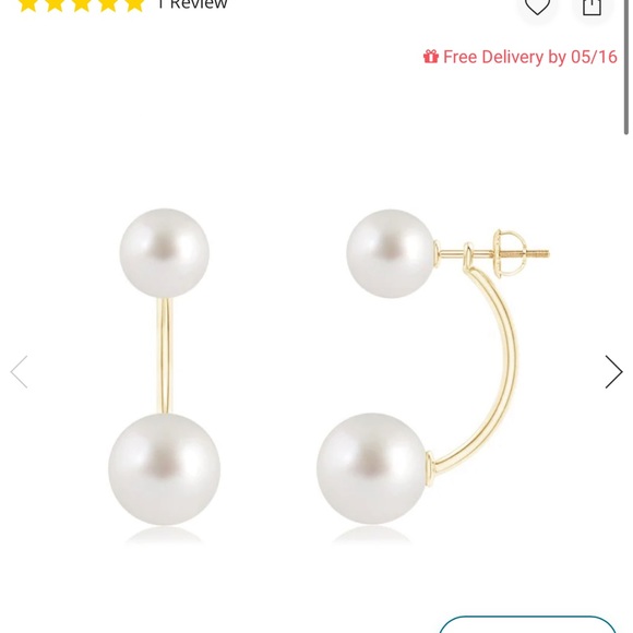 angara Jewelry - Pearl Front Back Stud Earrings